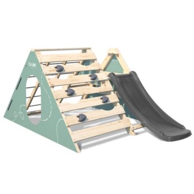 KiddyMoon Toboggan en Bois pour Enfants 2 en 1 Chaise Bébé, Grand, Gris