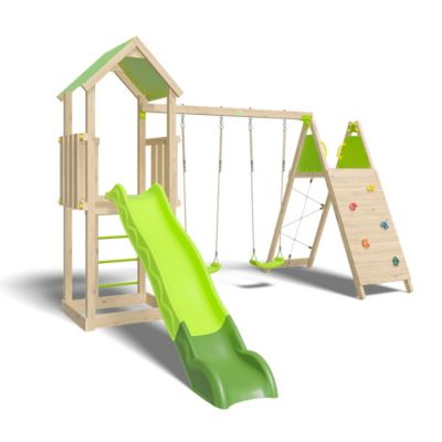 Aire de jeux bois 2,20 m OLYMPIA XPERIENCE VERT- 9 enfants