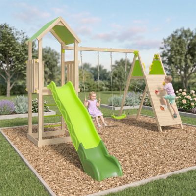 Aire de jeux bois 2,20 m OLYMPIA XPERIENCE VERT- 9 enfants