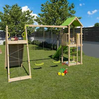 Aire de jeux bois 2,20 m OLYMPIA XPERIENCE VERT- 9 enfants