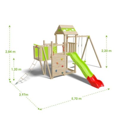 Aire de jeux bois 2,20 m STARRY XPRESSION - 10 enfants