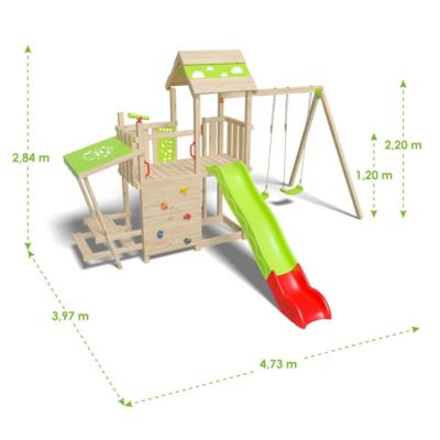 Aire de jeux bois 2,20 m ZESTY XPRESSION - 12 enfants