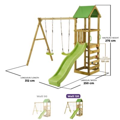 Gartenwelt Riegelsberger Mur D'Escalade Avec Pierres – Module Pour Tour De Jeu Hauteur 120 Cm – Pin Imprégné – Extension Pour Maisons à Pilotis
