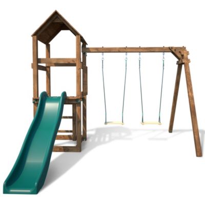 Aire de jeux en bois avec balançoire et toboggan – Nouméa