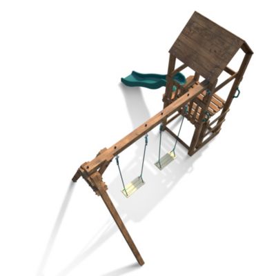 Aire de jeux en bois avec balançoire et toboggan – Nouméa