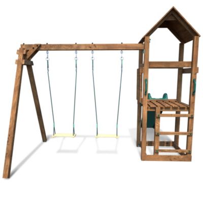 Aire de jeux en bois avec balançoire et toboggan – Nouméa
