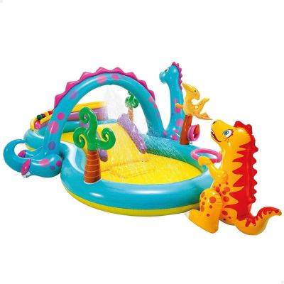 Aire de jeux gonflable vert toboggan jeux eau pataugeoire enfants