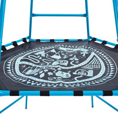 Aire de jeux métal explorer  tour / tapis explorer / hublot / pont de singe / kit d'ancrage h.201 cm