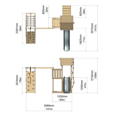 Aire de jeux PolarPlay Farö Aire de jeux portique bois avec balançoire et mur d'escalade avec toboggan & échelle d'escalade