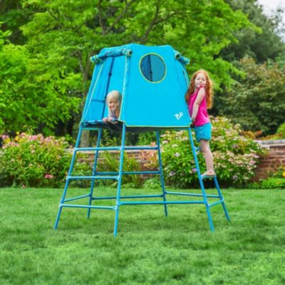 Aire de jeux évolutive EXPLORER TOUR en métal H201cm bleu