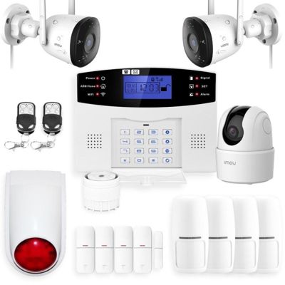 Alarme maison sans fil gsm 4G et 3 caméras wifi kit ip3
