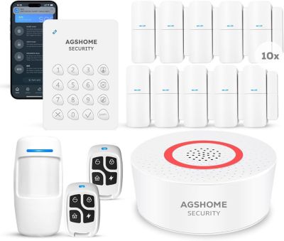AGSHOME Alarme Maison sans Fil 7 pièces,Kits de sécurité pour la Maison120DB-Compatible avec