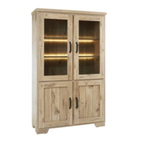 ALARY - Argentier 4 Portes avec Leds Aspect Bois Chêne Finition Canyon Oak