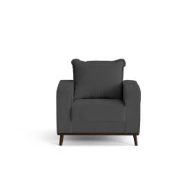 Albane - fauteuil en velours côtelé pieds bois foncé - Lisa Design