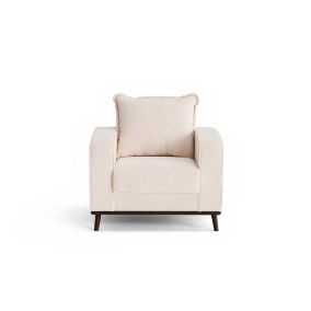 Albane - fauteuil en velours côtelé pieds bois foncé - Lisa Design