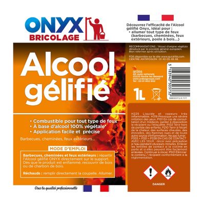 Alcool gélifié barbecue, cheminées, feux extérieurs Onyx 1L