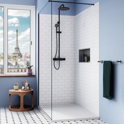 Alda Receveur de douche 120x90cm en pierre de synthèse durable, blanc mat (ALD15-12090B)