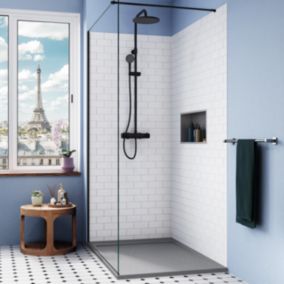 Alda Receveur de douche 140x80cm en pierre de synthèse durable, gris mat (ALD15-14080G)