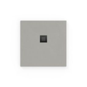 Alek Receveur de douche carré 80x80cm avec siphon, en marbre coulé, Gris (SATALEK80QS-S)