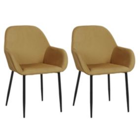 ALESSIA - Lot de 2 Fauteuils Velours Côtelé Jaune Moutarde