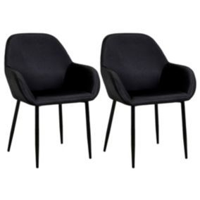 ALESSIA - Lot de 2 Fauteuils Velours Côtelé Noir