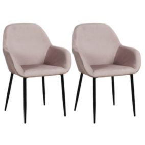 ALESSIA - Lot de 2 Fauteuils Velours Côtelé Rose