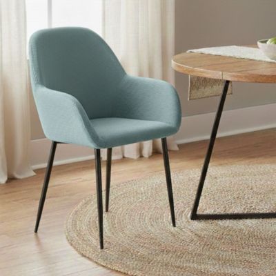 ALESSIA - Lot de 6 Fauteuils Velours Côtelé Bleu Canard