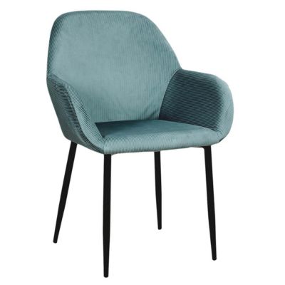 ALESSIA - Lot de 6 Fauteuils Velours Côtelé Bleu Canard