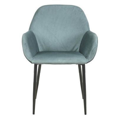 ALESSIA - Lot de 6 Fauteuils Velours Côtelé Bleu Canard
