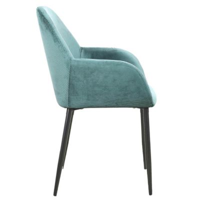 ALESSIA - Lot de 6 Fauteuils Velours Côtelé Bleu Canard