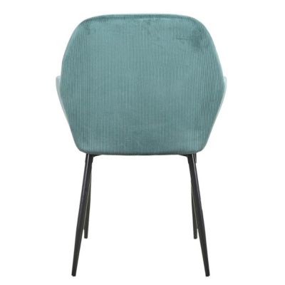 ALESSIA - Lot de 6 Fauteuils Velours Côtelé Bleu Canard