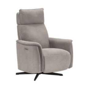 ALICANTE - Fauteuil Electrique Tissu Gris Clair Chiné 2 Tons