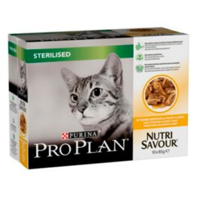 Aliment pour chat stérilisé Pro Plan Sterilised en sauce au poulet 10 x 85g