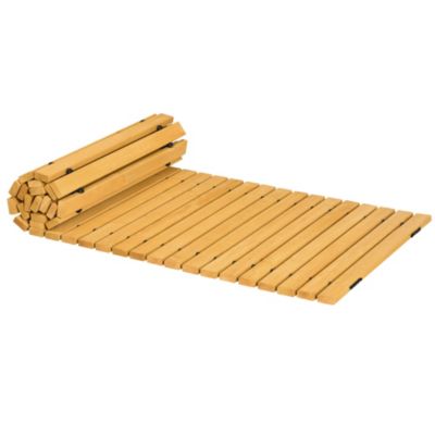 Allée chemin de jardin en lattes de bois enroulable - dim. 185L x 60l x 1,9H cm - bois de sapin pré-huilé