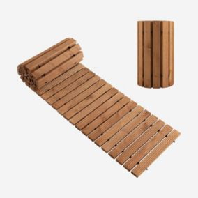 Allée de Jardin en Bois de 245CM Passerelle Droite avec Fil acier Robuste et Motifs Antidérapants Sol de Promenade Extérieure