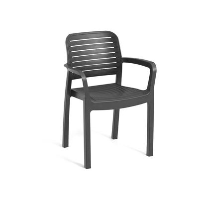 Allibert by KETER - Chloe - lot de 6 fauteuils de jardin - en résine aspect rotin tressé - gris graphite