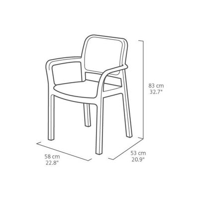 Allibert by KETER - Chloe - lot de 6 fauteuils de jardin - en résine aspect rotin tressé - gris graphite