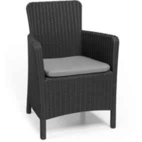 Allibert by KETER Fauteuil de jardin TRENTON - Avec coussin - Résine imitation rotin tressé - Graphite