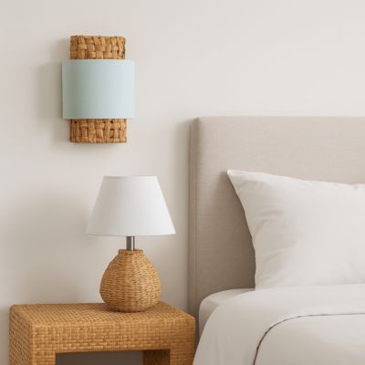 ALPINALUZ Applique avec abat-jour en rotin combiné avec du textile E27 .vert