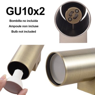 ALPINALUZ Applique Murale Bronze Vieilli  Lumière Double Haut/Bas, 2 Douilles GU10, Métallique, Ampoules Non Incluses