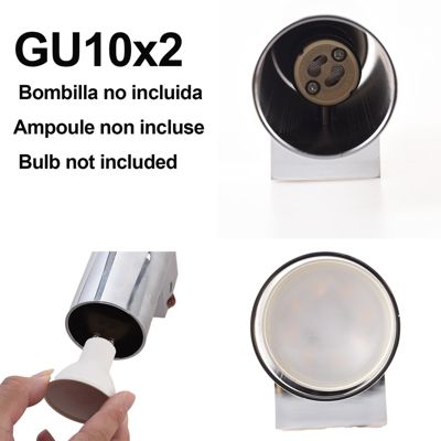 ALPINALUZ Applique Murale Chromée Lumière Double Haut/Bas, 2 Douilles GU10, Métallique, Ampoules Non Incluses