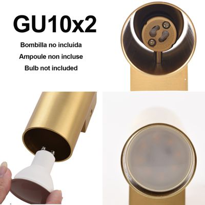 ALPINALUZ Applique Murale Dorée  Lumière Double Haut/Bas, 2 Douilles GU10, Métallique, Ampoules Non Incluses