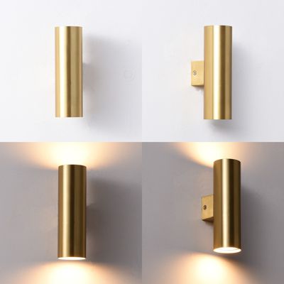 ALPINALUZ Applique Murale Dorée  Lumière Double Haut/Bas, 2 Douilles GU10, Métallique, Ampoules Non Incluses