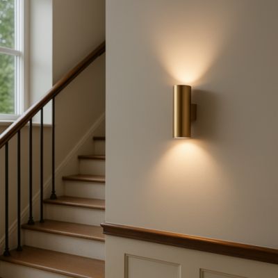 ALPINALUZ Applique Murale Dorée  Lumière Double Haut/Bas, 2 Douilles GU10, Métallique, Ampoules Non Incluses