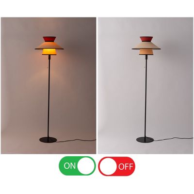 ALPINALUZ Lampadaire Multicolore 40cm, Abat-jour en Tissu et Bois, E27, Style Rétro-Boho Citronnelle avec Chaînette d Allumage