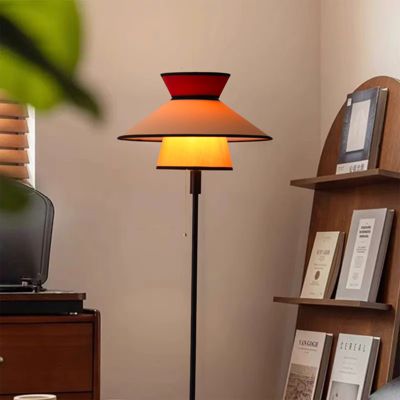 ALPINALUZ Lampadaire Multicolore 40cm, Abat-jour en Tissu et Bois, E27, Style Rétro-Boho Citronnelle avec Chaînette d Allumage