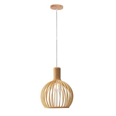 ALPINALUZ Suspension Design  28cm en Bois  Style Nordique Artisanal E27 Hauteur Réglable pour Cuisine ou Salon