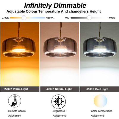 ALPINALUZ Suspension LED en cristal Alpinaluz 38 cm, 25 W, intensité variable avec télécommande Lumière chaude/neutre/froide