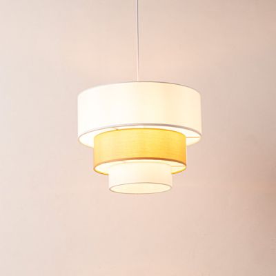 ALPINALUZ Suspension Textile  à Trois Niveaux en Blanc et Beige Combinés, 38 cm x 30 cm, Douille E27