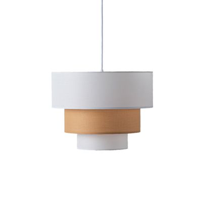 ALPINALUZ Suspension Textile  à Trois Niveaux en Blanc et Beige Combinés, 38 cm x 30 cm, Douille E27